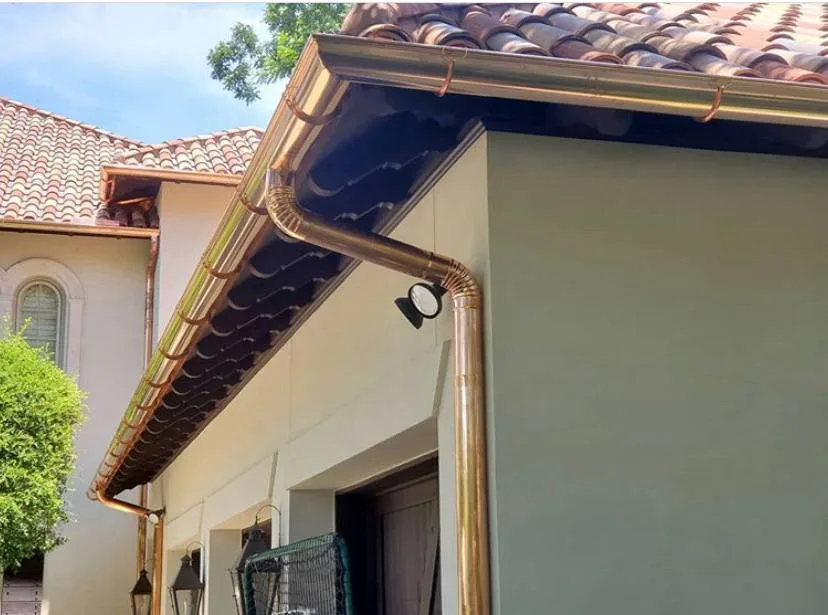 Copper gutter installation on a South Florida property